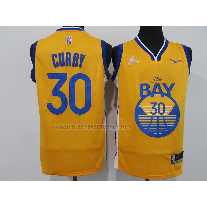 Camiseta Stephen Curry NO 30 Golden State Warriors Statement 2021 Oro